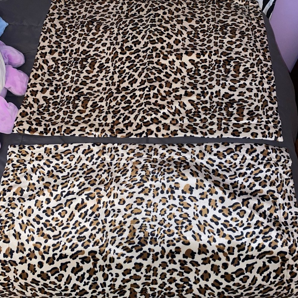 Two Large Unused Soft Leopard Pillow Shams